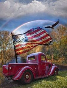 America Flag Truck Paint By Number