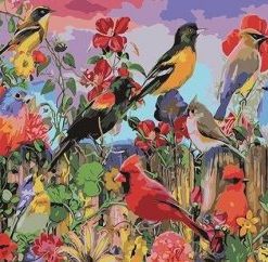 Birds At Garden Paint By Number