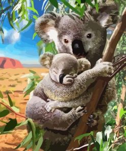 Koala and Cub at Tree paint by numbers