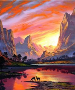 Mountain Red Sunset paint by numbers