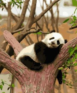 Cozy Panda on The Trunk Animals Paint By Numbers