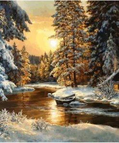 Picture Sunset Snow Landscape  - DIY Paint By Numbers - Numeral Paint