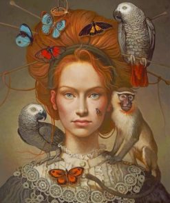 Surrealism Girl With Animals paint by numbers