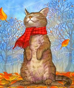 Cat In Autumn Season Paint by numbers