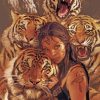 Woman And Tigers paint by numbers