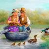 Old Couple On Boat Paint by numbers