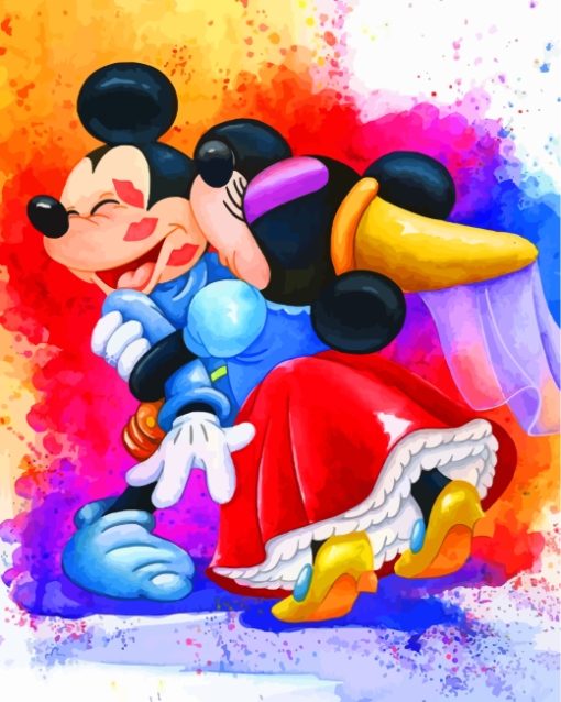 Mickey And Minnie Kiss Paint by numbers