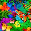 Tropical Flowers And Butterflies paint by numbers