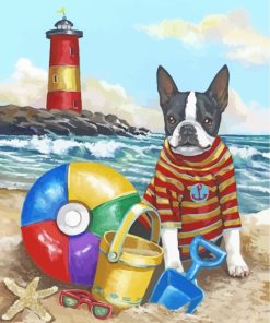 summertime-with-boston-terrier-paint-by-numbers