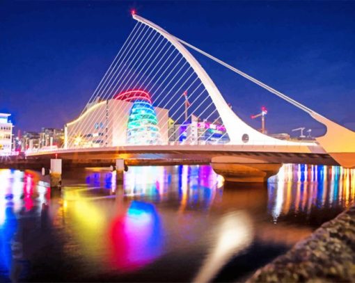 Cable-Stayed-Bridge-Dublin-at-Night