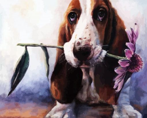 Basset Hound And Flower Paint By Number