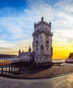 Belem Tower At Sunset Time Paint by Number