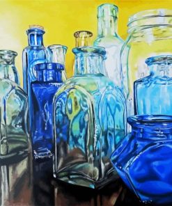 Blue Glass Bottles Paint by Number