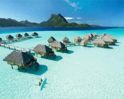 Bora Bora Huts Paint By Number