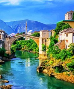 Bosnia And Herzegovina Mostar Paint by Number