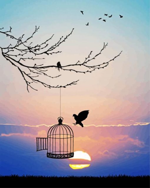 Free Bird Silhouette Paint By Number