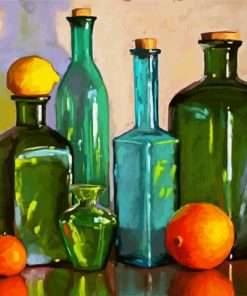 Glass Bottles And Lemons Paint by Number