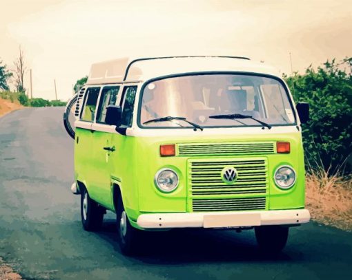 Green Van On Road Paint By Number