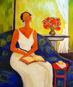 Lady On Blue Chair Paint By Number