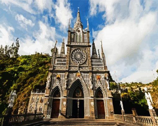 Las Lajas Sanctuary Colombia paint by number