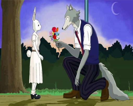 Legosi Giving Flowers To Haru Beastars Paint By Number