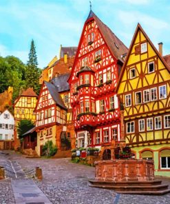 Miltenberg medieval Old Town Bavaria paint by number