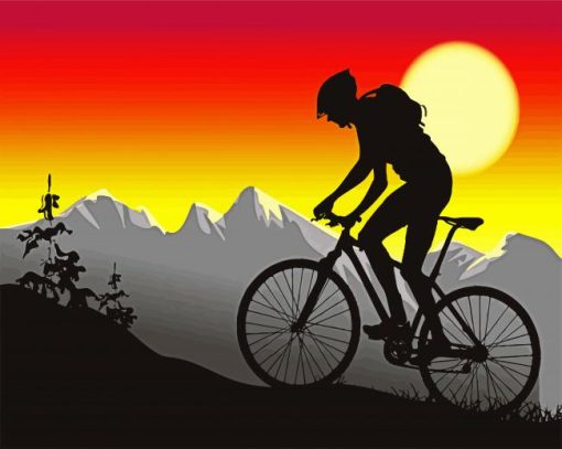 Mountain Biking Silhouette Paint By Number