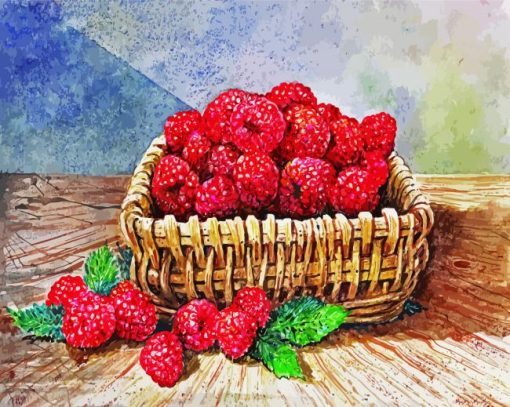 Raspberries Basket Still Life Paint By Number