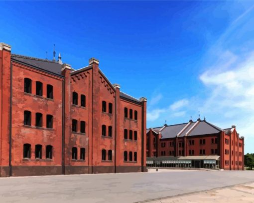 Aesthetic Yokohama Red Brick Warehouse paint by number