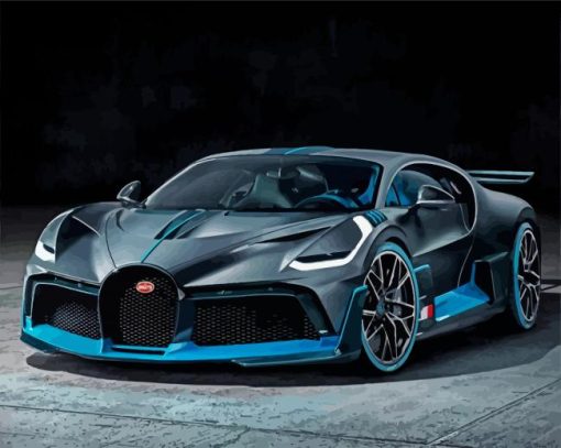 Black And Blue Bugatti Paint By Number