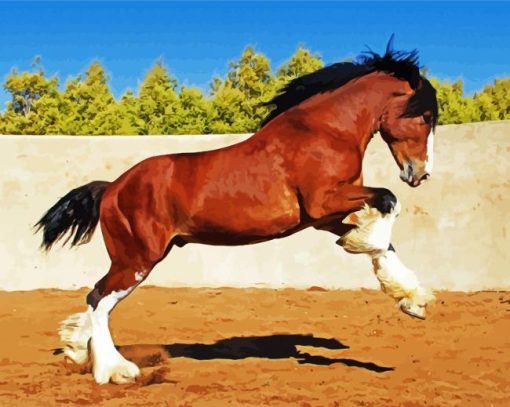 Brown Clydesdale paint by number