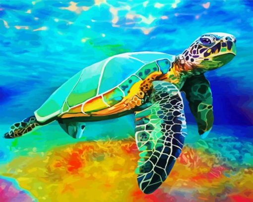 Colorful Sea Turtle paint by number