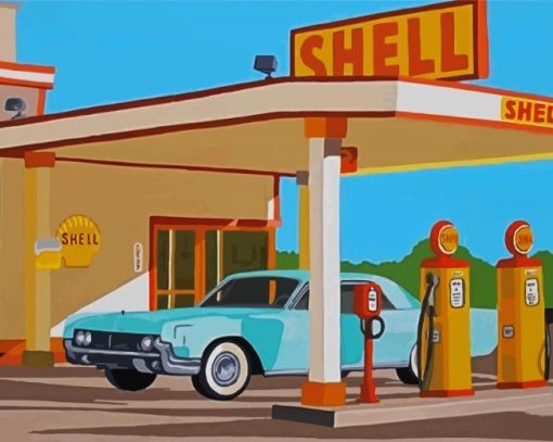 Retro Gas Station Paint By Number