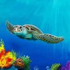 Sea Turtle In The Ocean paint by number