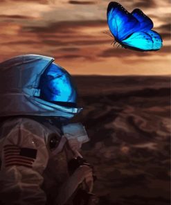 Space Man And Blue Butterfly Paint By Number