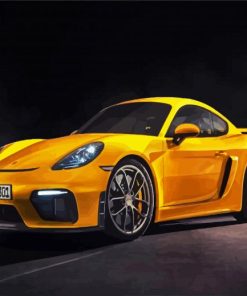 Yellow Porsche Cayman paint by number