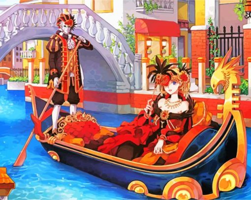 Anime Girl On Gondola Paint By Number