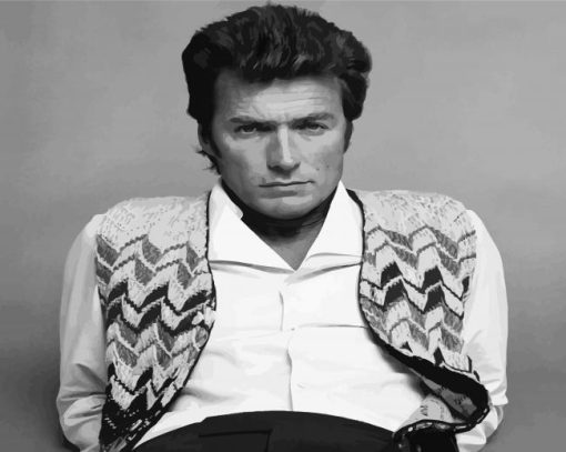 Black And White Young Clint Eastwood Paint By Number