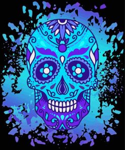 Blue Sugar Skull Paint By Number