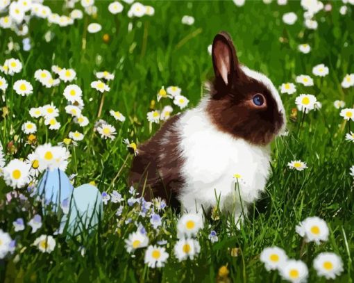 Bunny In Chamomile Field Paint By Number