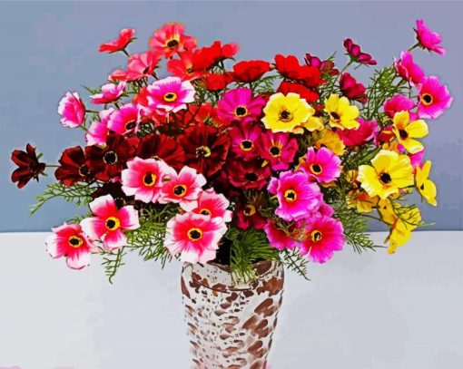 Cosmos Flowers Vase Paint By Number
