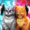 Cute Cats With Headphones Paint By Number