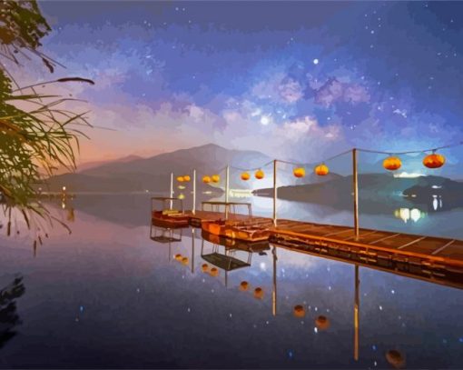 Galaxy Sun Moon Lake Taiwan Paint By Number