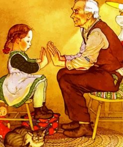 Grandparents Player With His Granddaughter Paint By Number