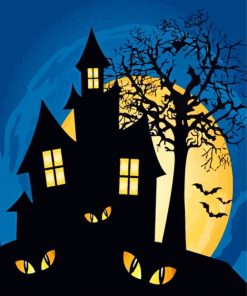 Illustration Haunted House Paint By Number