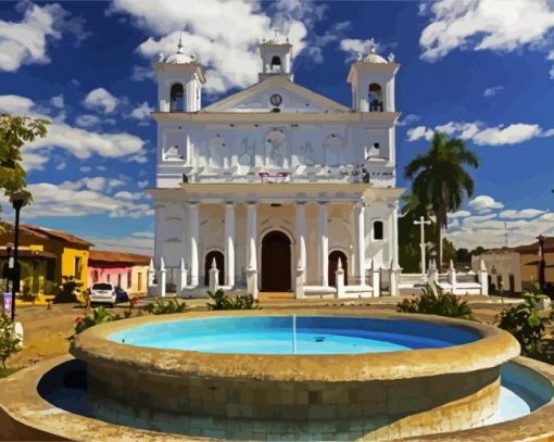 Iglesia Santa Lucía Suchitoto El Salvador paint by number