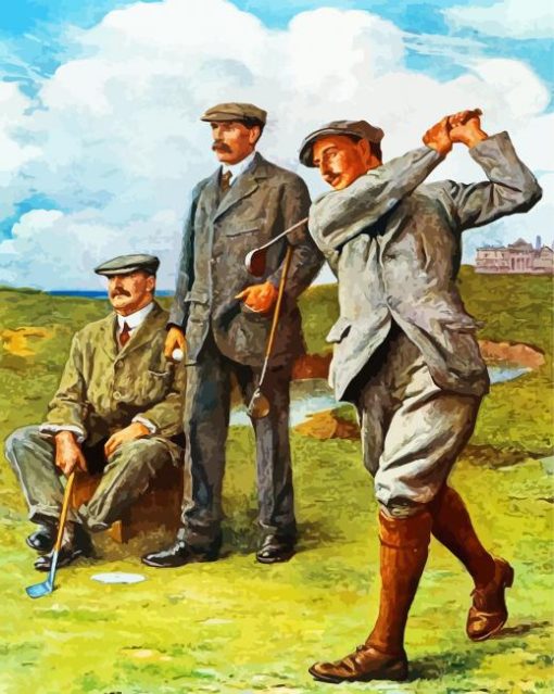 Men Playing Golf Paint By Number