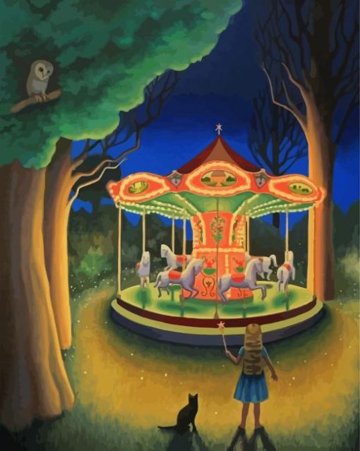 Nighttime Carousel Paint By Number