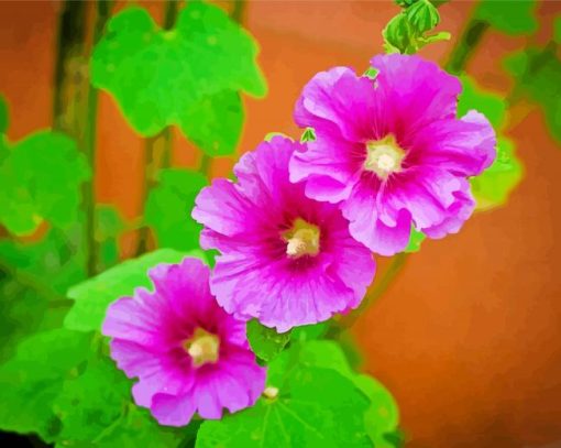 Purple Hollyhocks Paint By Number