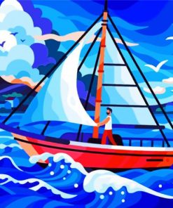 Sail Boat Illustration Paint By Number